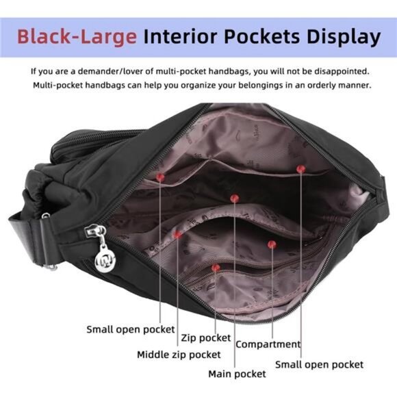 Women Shoulder Handbag Roomy Multiple Pockets Bag Ladies Crossbody - Picture 5 of 7